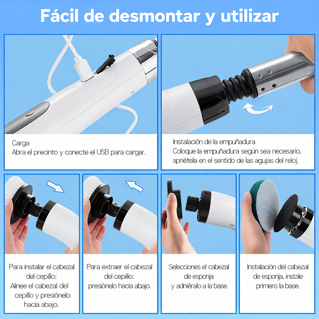 Cepillo De Limpieza Electrico 9 en 1
