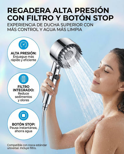 🚿 Ducha de Alta Presión con Filtro Integrado - 3 Modos de Chorro