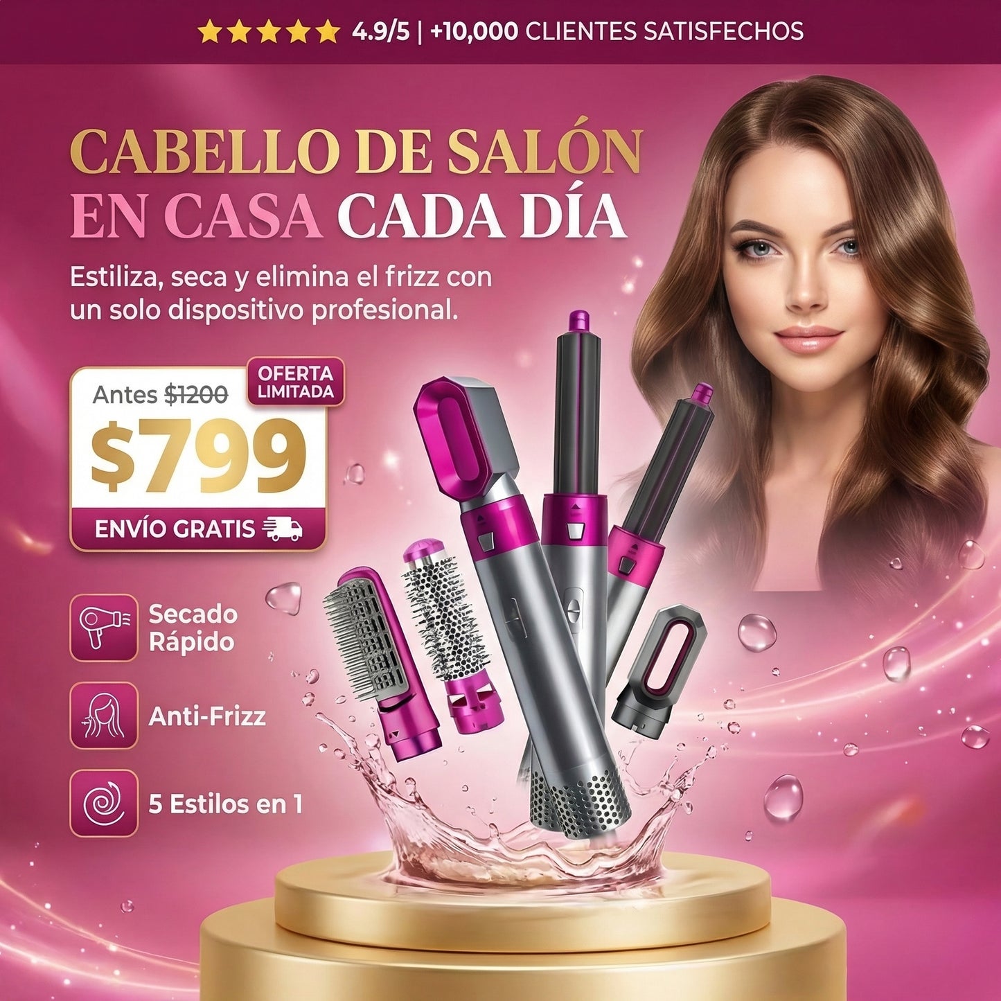 Cepillo Estilizador Pro 5 en 1 ANTI-FRIZZ